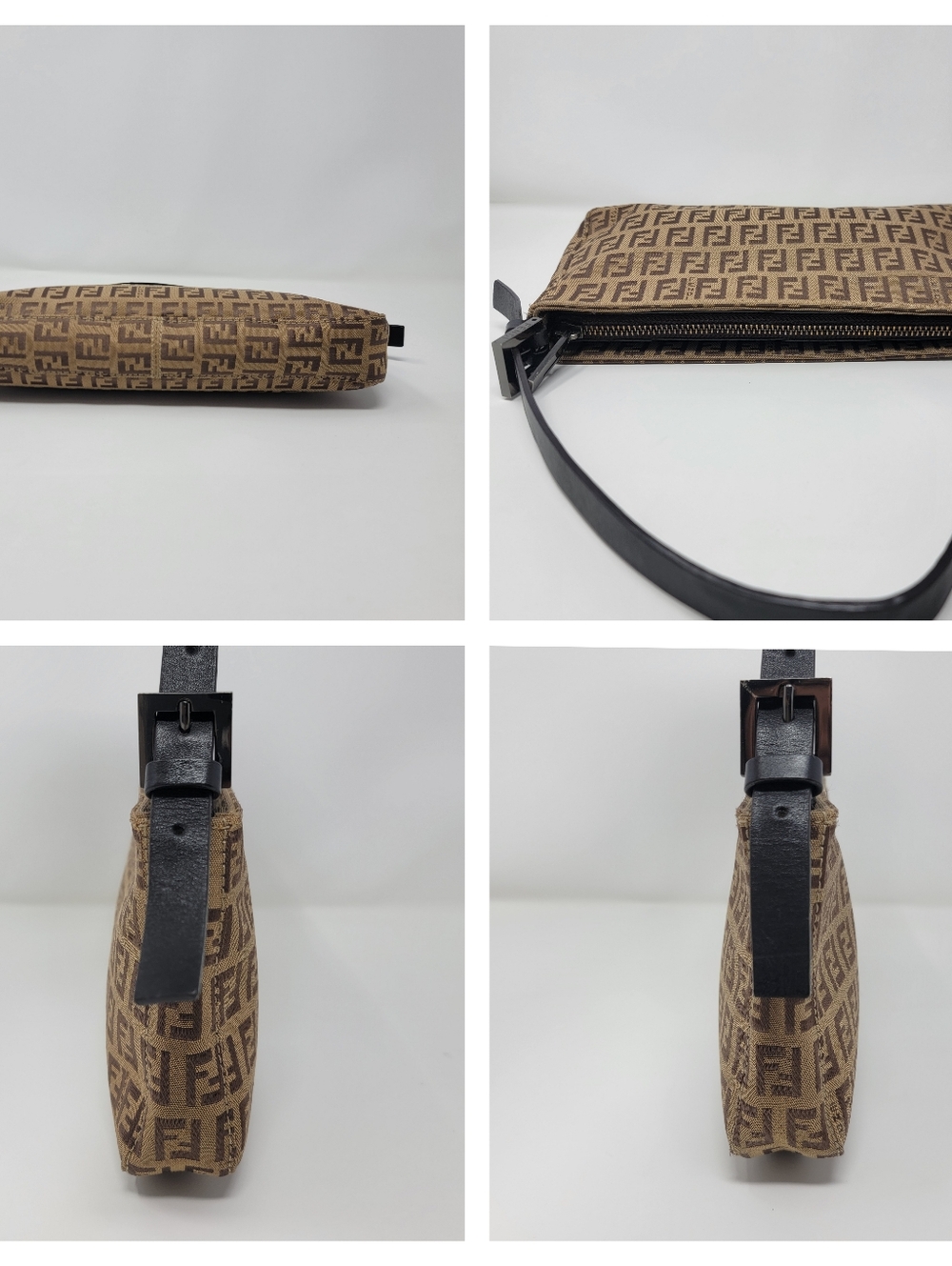 FENDI Zucchino Baguette Canvas Shoulder Bag - Picture 12 of 12